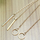 2x Bar Necklace Open Circle Y Necklace Vertical Bar Looped Long Necklace Women