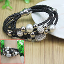 Women's Fashion Ladies Girl Bracelet Jewelry Cross Synthetic Leather Metal