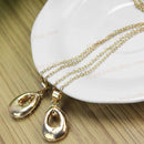 2x Necklace With Pendant Water Drop Transparent Crystal Chain Alloy Jewelry