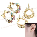 2pairs Women Earrings Circle Diamond Dangle Earrings Jewelry Gifts  Stud