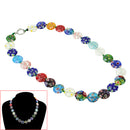 Women Lady Charm Jewellery Colorful Millefiori Glass Beads Link Necklace New 1x