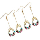 2pairs Circle Earrings Color Crystal Bow Tie Women Jewelry Gifts Hook Stud