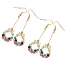 2pairs Circle Earrings Color Crystal Bow Tie Women Jewelry Gifts Hook Stud
