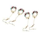 2pairs Circle Earrings Color Crystal Bow Tie Women Jewelry Gifts Hook Stud