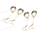 2pairs Circle Earrings Color Crystal Bow Tie Women Jewelry Gifts Hook Stud
