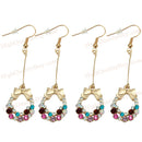 2pairs Circle Earrings Color Crystal Bow Tie Women Jewelry Gifts Hook Stud