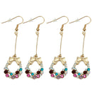 2pairs Circle Earrings Color Crystal Bow Tie Women Jewelry Gifts Hook Stud