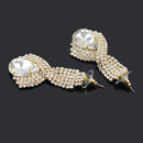 Golden plated Big Crystal Bridal Wedding Drop Earrings for Women Large Teardrop