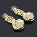 Golden plated Big Crystal Bridal Wedding Drop Earrings for Women Large Teardrop