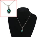 New Green Pendant Necklace Water Drop Teardrop Crystal Alloy Chain Jewel Pretty