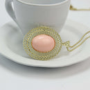 Hollow Drop Pendant Necklace Pink Acrylic Jewelry Simple Pendant Sweater Chain