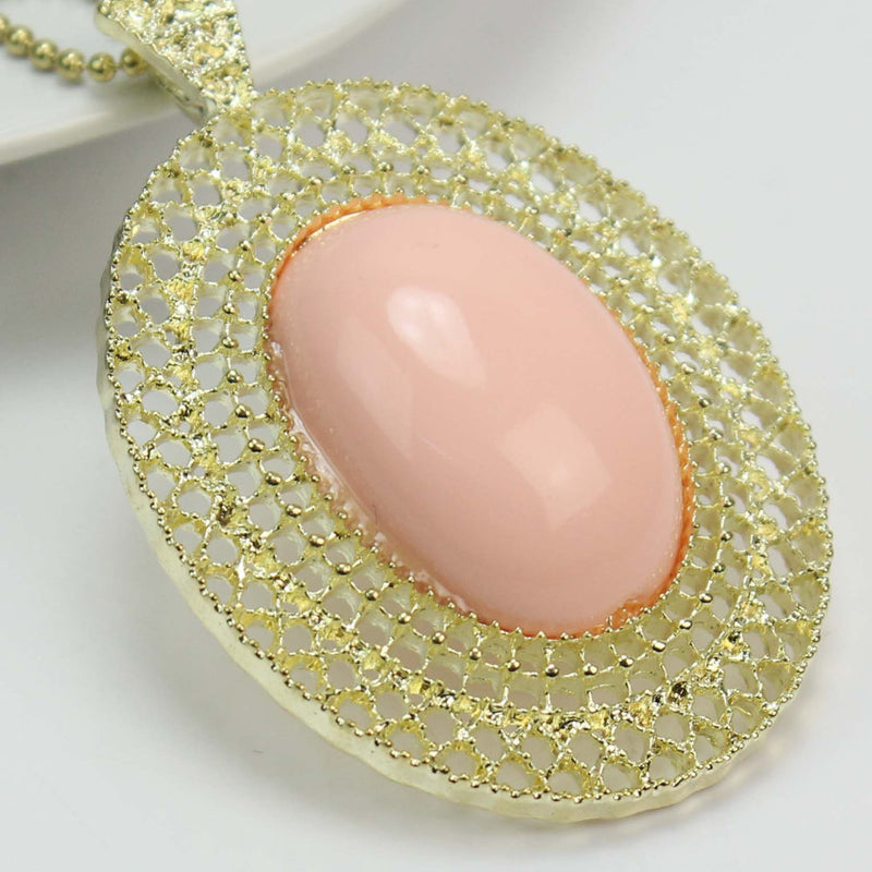 1 x Hollow Design Alloy Acrylic Water Drop Shaped Pendant Necklace Fashion