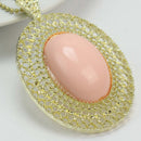 Hollow Drop Pendant Necklace Pink Acrylic Jewelry Simple Pendant Sweater Chain