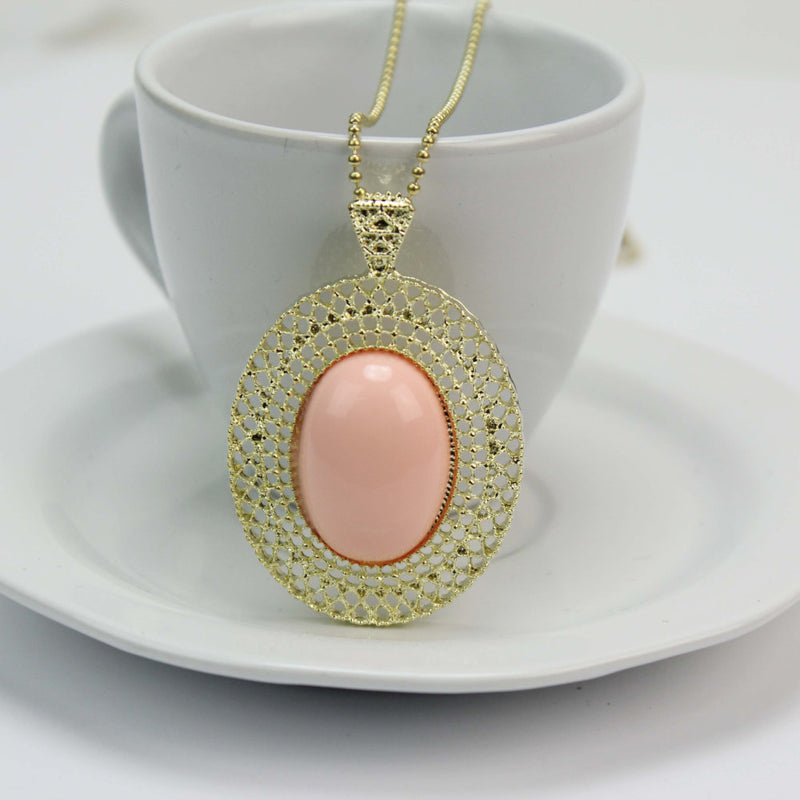 1 x Hollow Design Alloy Acrylic Water Drop Shaped Pendant Necklace Fashion