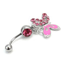 Chic Butterfly Shape Belly Button Ring Rhinestone Crystal Piercing Jewelry