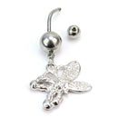 Chic Butterfly Shape Belly Button Ring Rhinestone Crystal Piercing Jewelry