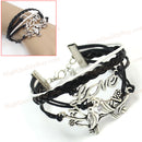 Bracelets Multilayer Metal Fashion Punk Leather Braided Handmade Bracelet