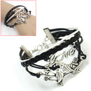 Bracelets Multilayer Metal Fashion Punk Leather Braided Handmade Bracelet