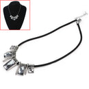 Black Wax Rope Necklace with Faux Crystal Alloy Pendants Women Jewelry