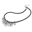 Black Wax Rope Necklace with Faux Crystal Alloy Pendants Women Jewelry