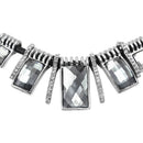 Black Wax Rope Necklace with Faux Crystal Alloy Pendants Women Jewelry