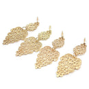 2 Pairs Golden Metal Alloy Hollowed Leaf Charm Dangle Earrings Jewellery