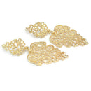 2 Pairs Golden Metal Alloy Hollowed Leaf Charm Dangle Earrings Jewellery