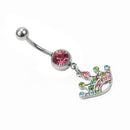 Navel-Rings Body-Jewelry Rose Surgical-Steel Dangle Fashion Bar Crown Jewelry