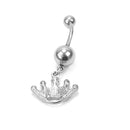 Navel-Rings Body-Jewelry Rose Surgical-Steel Dangle Fashion Bar Crown Jewelry