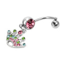 Navel-Rings Body-Jewelry Rose Surgical-Steel Dangle Fashion Bar Crown Jewelry