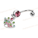 Navel-Rings Body-Jewelry Rose Surgical-Steel Dangle Fashion Bar Crown Jewelry