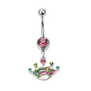Navel-Rings Body-Jewelry Rose Surgical-Steel Dangle Fashion Bar Crown Jewelry