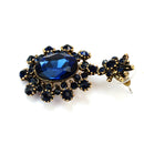 1pair Bronze Turquoise Metal Earrings with Deep Blue Synthetic Crystals Fashion