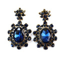 1pair Crystal Hanging-Earrings Wedding-Jewelry Rhinestone Bridal Women Blue