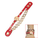 Bracelet Watch Leather Band Thick Chain Bracelet Decoration Alloy Metal Chain