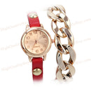 Bracelet Watch Leather Band Thick Chain Bracelet Decoration Alloy Metal Chain