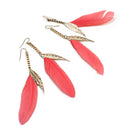 Dangle-Earring Women Jewelry-Accessories Red Feather Golden Plated Hook Stud