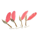 Ear Stud Fashion Red Tassels Feather Long Hanging Earrings Golden Leaf Stud