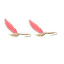 Dangle-Earring Women Jewelry-Accessories Red Feather Golden Plated Hook Stud