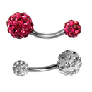 2pcs Ring-Charm Barbell Belly-Button-Ring Navel Piercing Jewelry Crystal