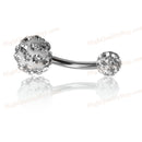 2pcs Piercing Jewelry Bar-Rings Navel Belly-Button Rhinestones Steel Sexy
