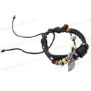 Boho Multilayer Leather Bracelet Bracelets Metal Adjustable Band Beads Decor