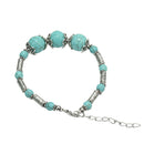 Beads Bracelet Green Turquoise-Stone Tibetan Metal Fashion Women Girl Jewelry
