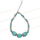 Beads Bracelet Green Turquoise-Stone Tibetan Metal Fashion Women Girl Jewelry