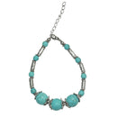 Beads Bracelet Green Turquoise-Stone Tibetan Metal Fashion Women Girl Jewelry