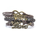 Bracelets Multilayer Metal Fashion Punk Leather Braided Handmade Bracelet Brown