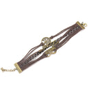 Bracelets Multilayer Metal Fashion Punk Leather Braided Handmade Bracelet Brown