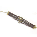 Bracelets Multilayer Metal Fashion Punk Leather Braided Handmade Bracelet Brown