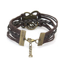 Bracelets Multilayer Metal Fashion Punk Leather Braided Handmade Bracelet Brown