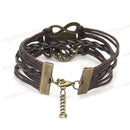 Bracelets Multilayer Metal Fashion Punk Leather Braided Handmade Bracelet Brown